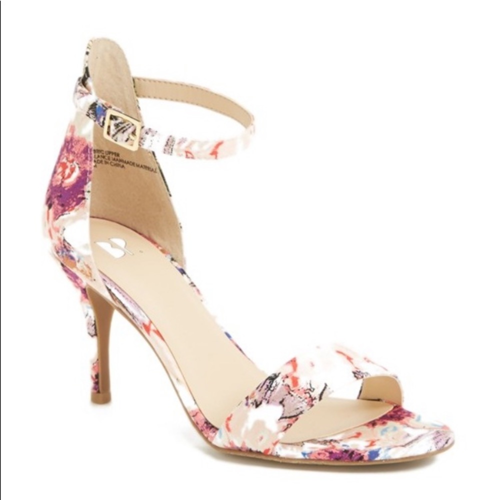 BP floral print ankle strap heels